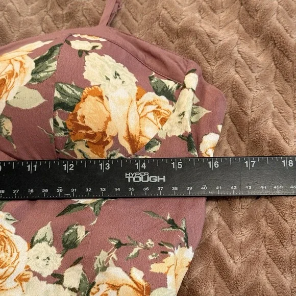 Band Of‎ Gypsies Womens XL Pink Floral Jumpsuit Padded Bust built in bra Cottage - Picture 5 of 11